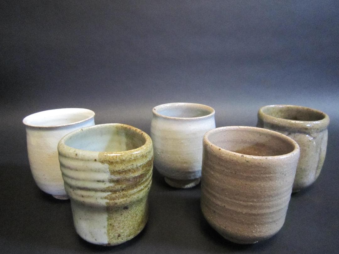 唐津焼　十三代中里太郎右衛門　　茶碗　湯呑　5個　共箱　美品