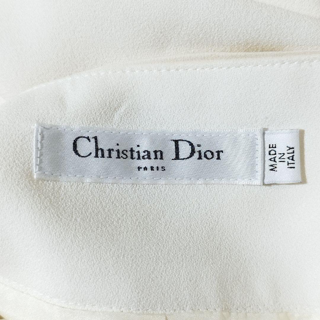Christian Dior シルク リボン 異素材切替 アイボリー スカート