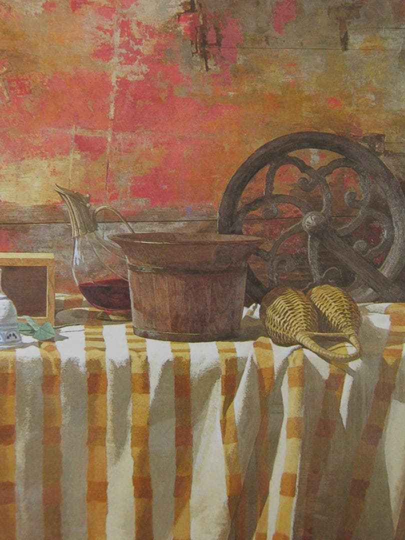 西房浩二、【ローテローゼ】、希少な額装用画集より、新品額装付