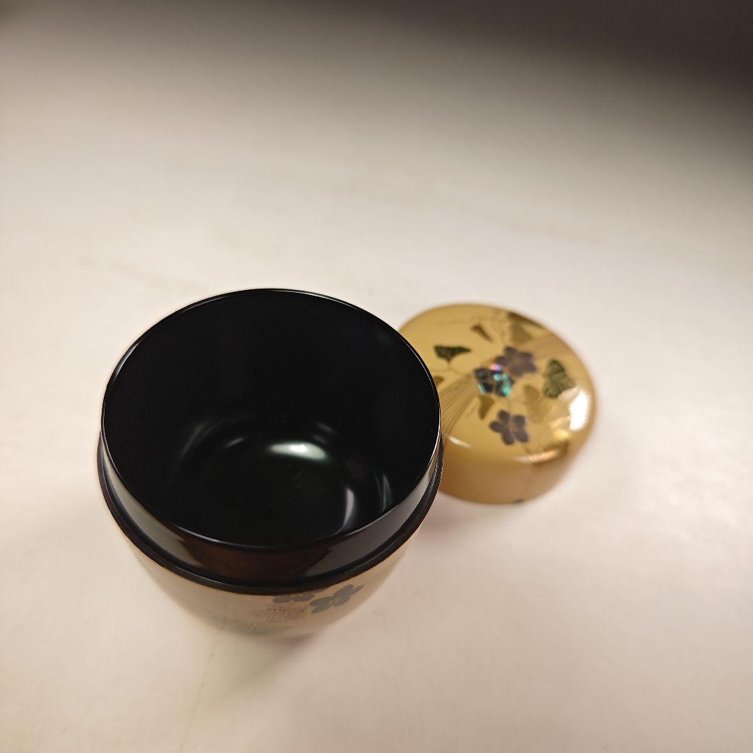 ウ260 棗『中村宗尹作』『夕顔蒔絵 白中棗 共箱』漆塗