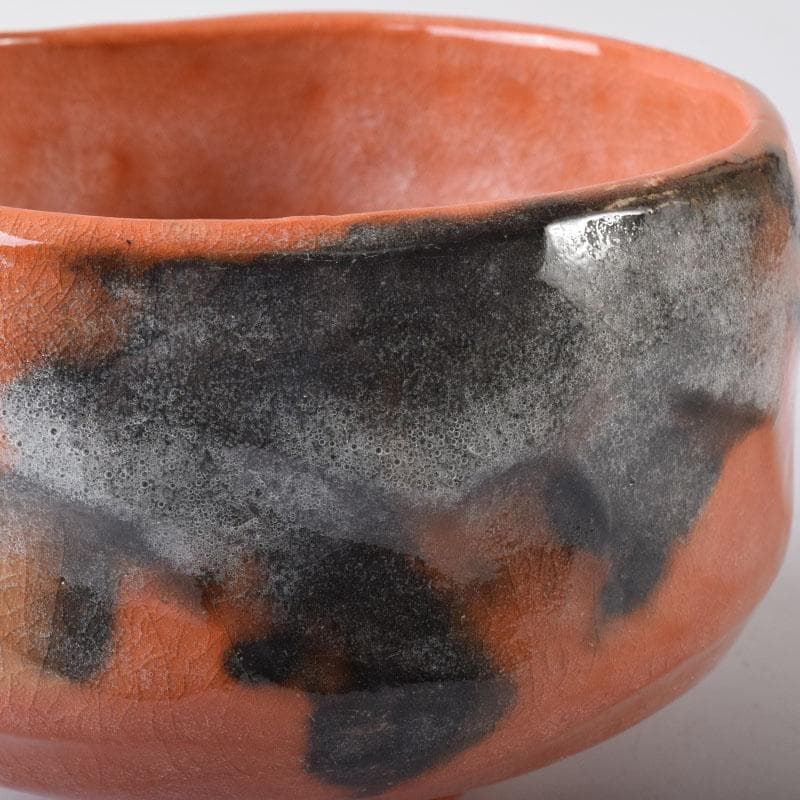 茶道具 佐々木松楽作 黒楽茶碗 赤楽茶碗 一双 共箱 V 7536
