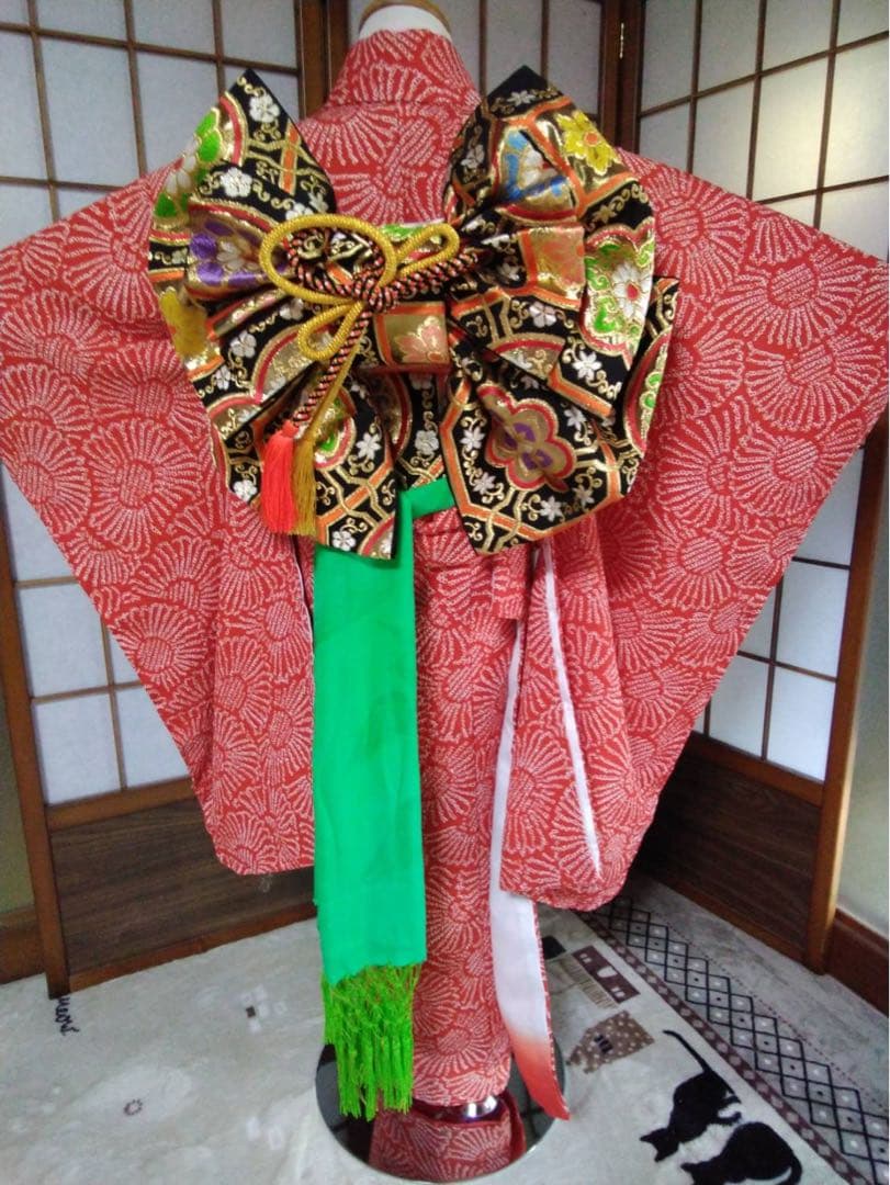 7歳向け・化繊・未使用・絞りのお着物のセット