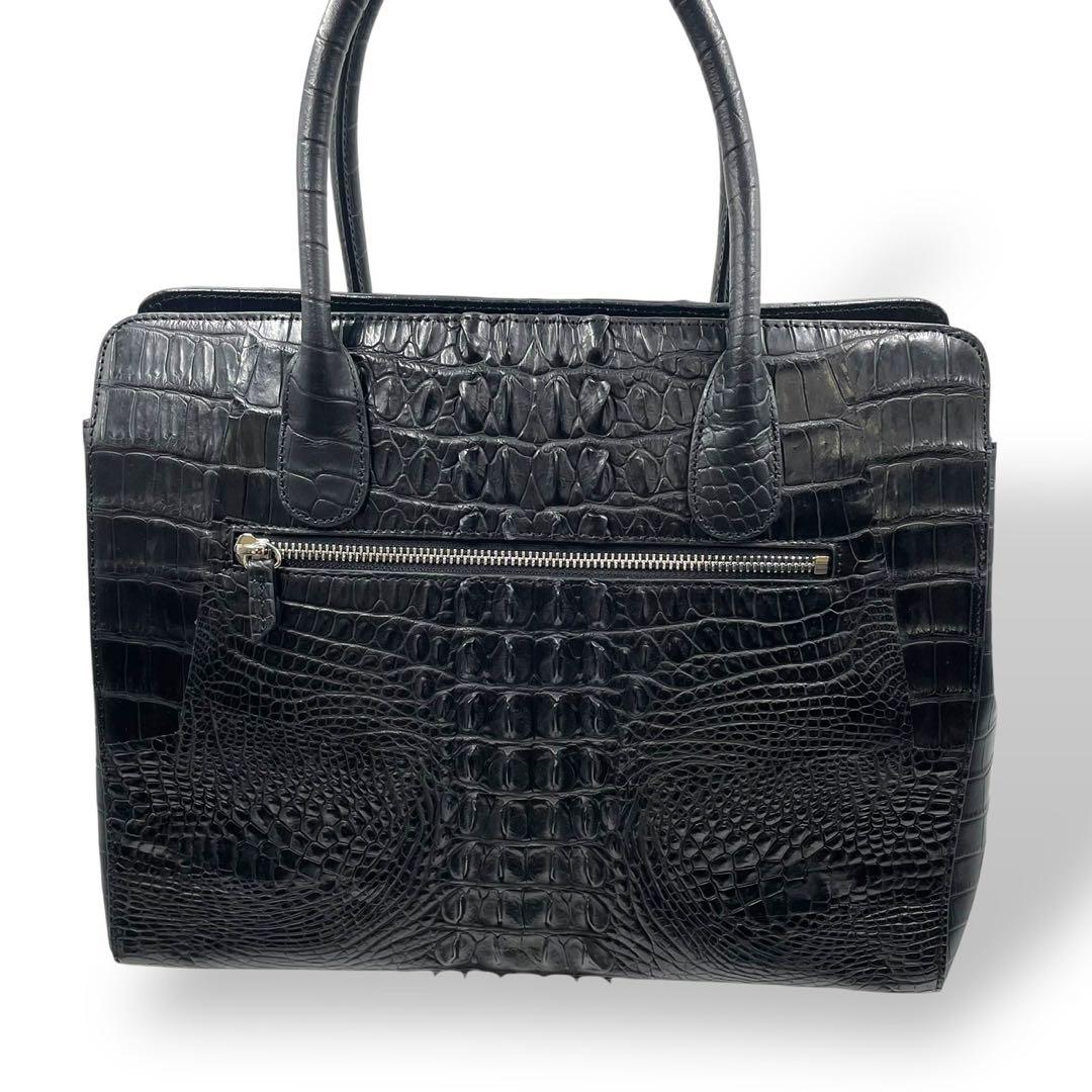 新品未使用　ロダニア　カイマン　クロコダイル　2way ハンドバッグ　レザー　黒