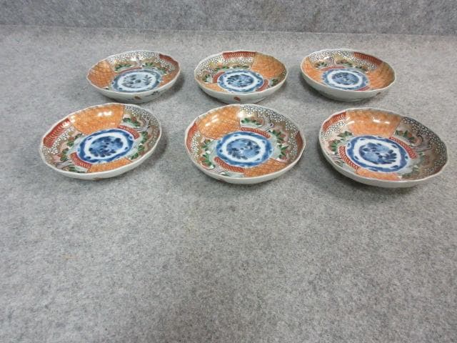 伊万里 色絵 草木文 手塩皿 6枚 [B24373]