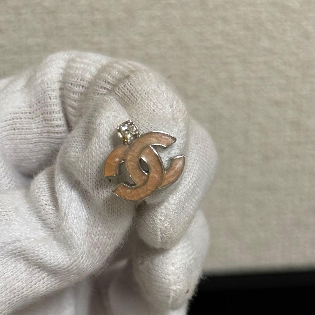 CHANEL シャネル ピアス CCマーク ラインストーン ピンクベージュ