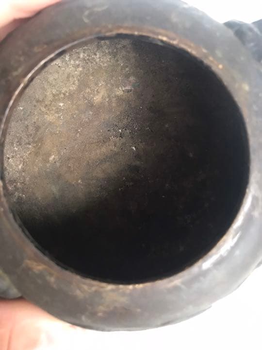 香爐，中囯清朝時代物古銅製，茶道具，書房置物，古美術品，高7cm重500