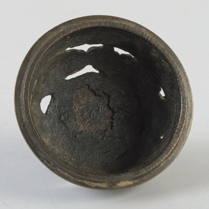 中国 古銅宣徳銅 獅子摘 龍鳳凰刻 蓋爐 香炉 V 9622