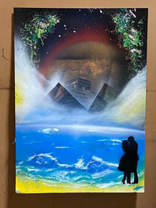 243.森から見た波◇スプレーアート