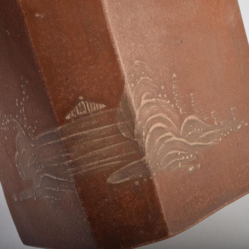 中国 紫砂 朱泥 山水漢詩文 一対 茶入 茶壷 在銘 V R9473