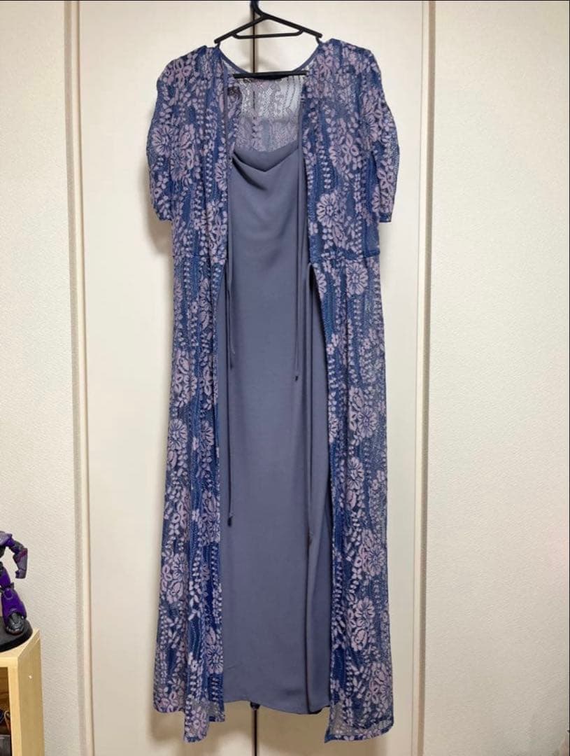 kaene 花柄レース ロングワンピースドレス