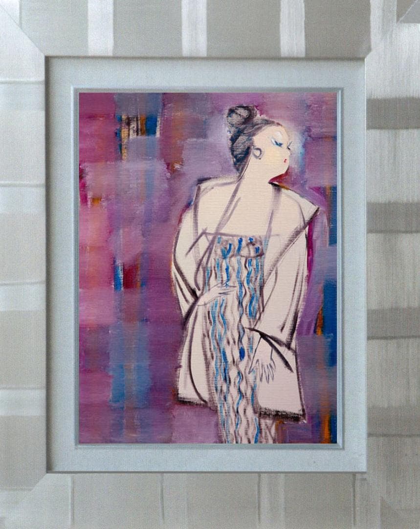 油絵 菅家令子 絵 絵画インテリア額付(白) F6-083611 人物 女性像