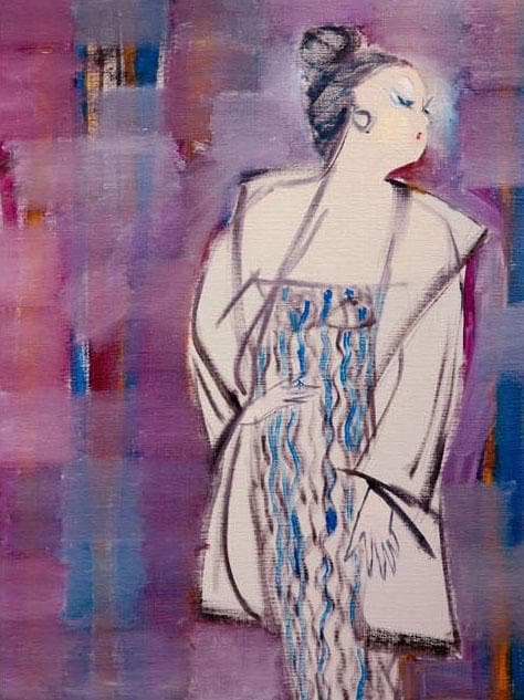 油絵 菅家令子 絵 絵画インテリア額付(白) F6-083611 人物 女性像