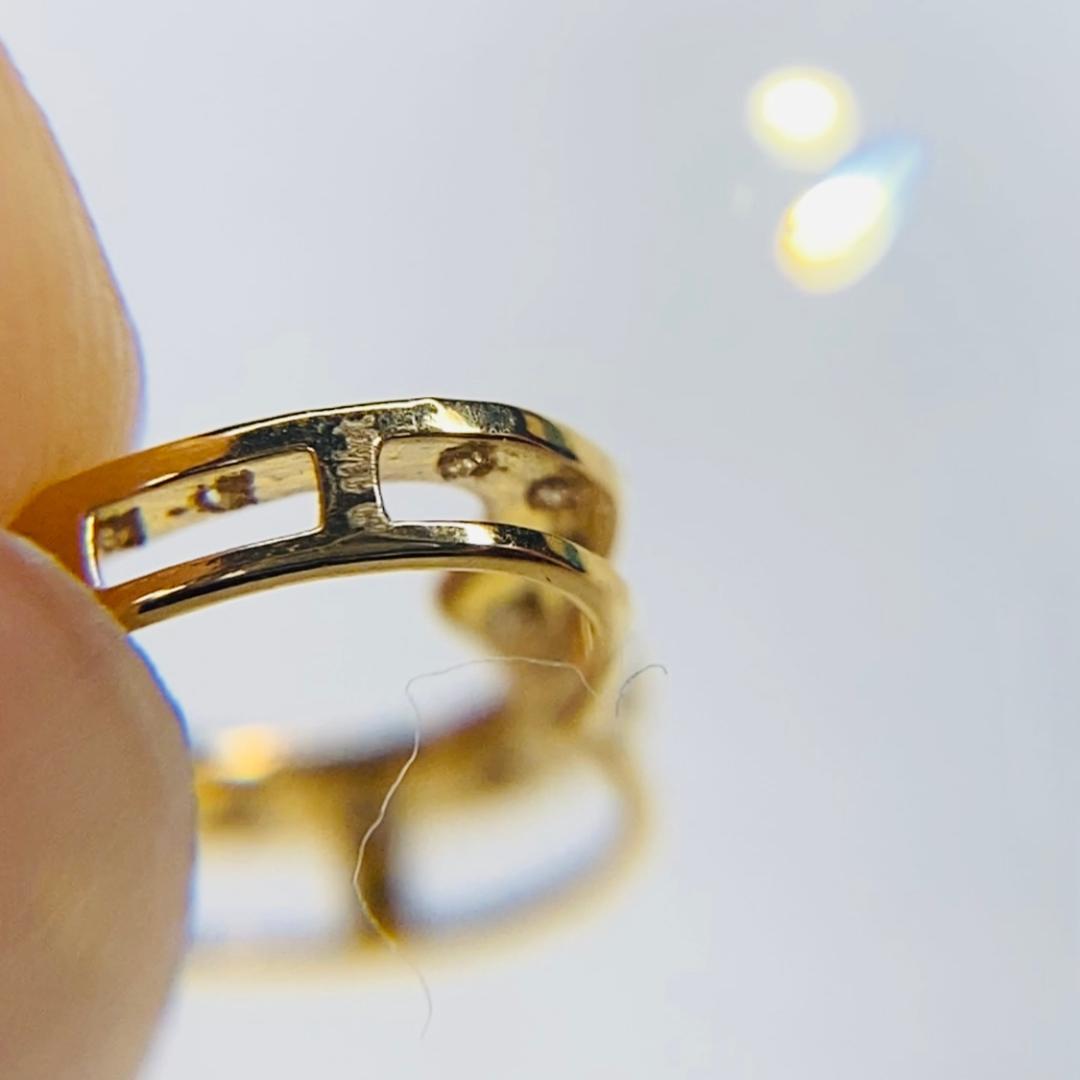 天然ダイヤモンド K18YG クローバー 四ツ葉 チャーム ネックレスパーツ