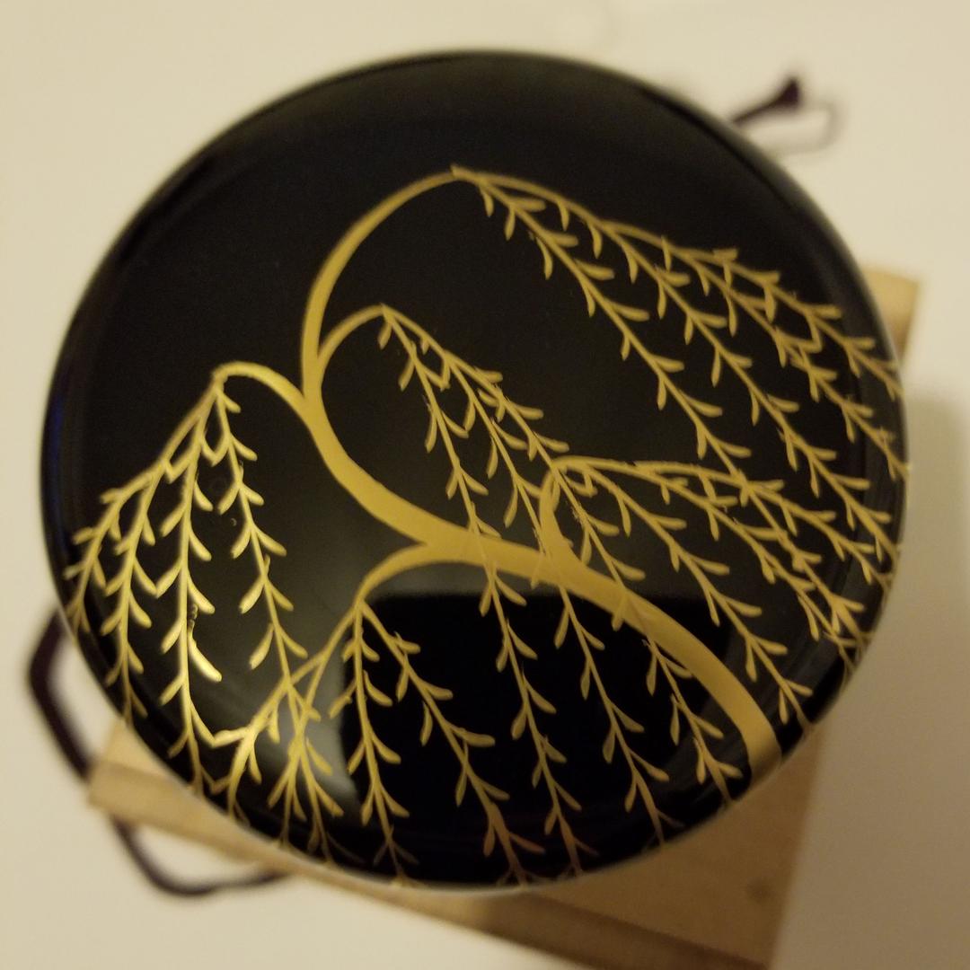 茶道具 塗師千穂造 井伊大老好 柳竹に鶯蒔絵 黒大棗 共箱