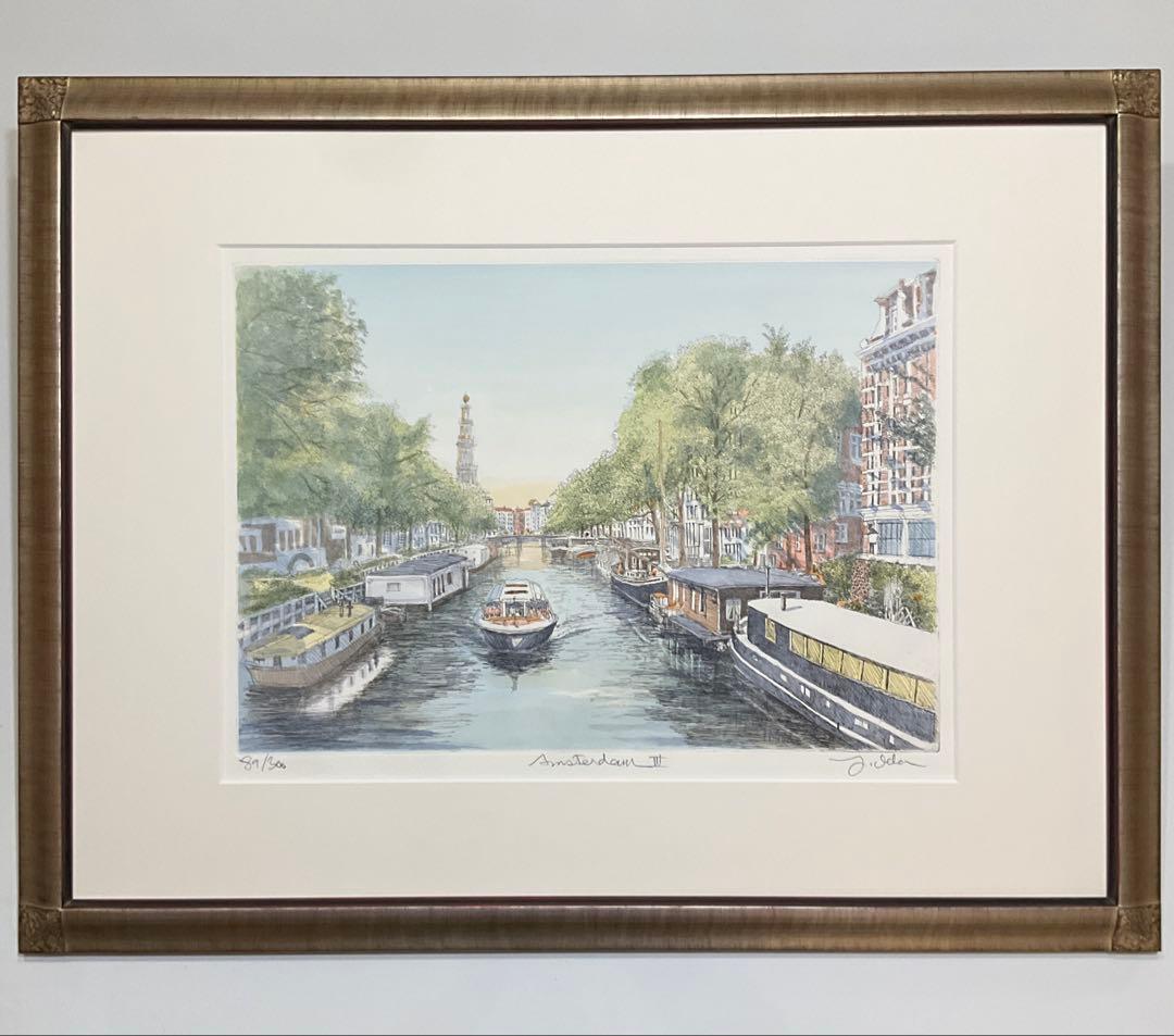 絵画・額縁・版画・織田義郎・新品未使用・銅版画+手彩色・美術品