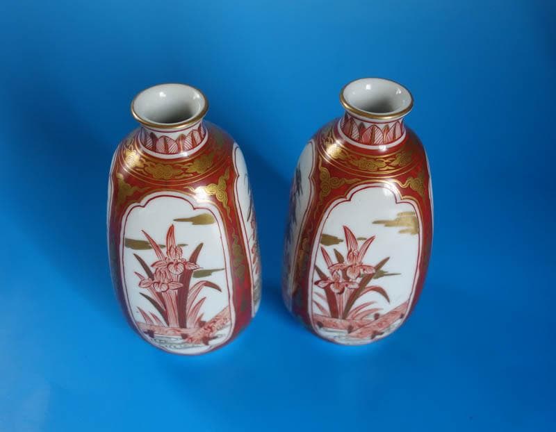 九谷焼　陶源製 酒瓶 徳利 酒器 共箱 井上陶源　 一対 赤絵金襴手 2475