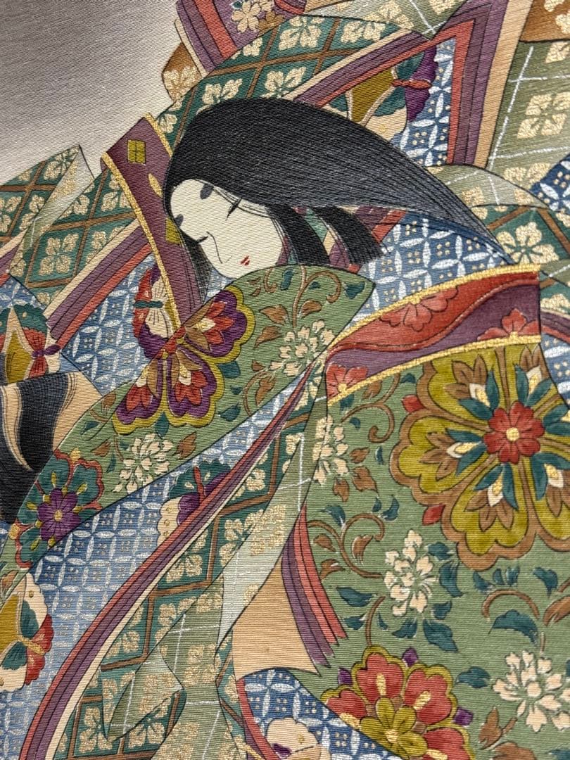 T29 京友禅伝統工芸士「樽本伊勢蔵」二枚折屏風 正絹生地 京の名工 和装着物