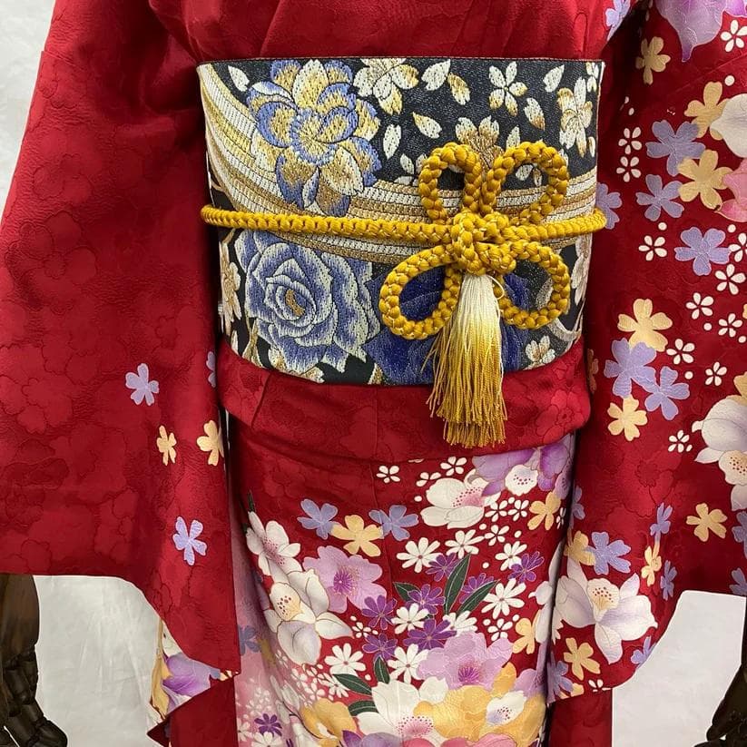 振袖セット 成人式 正絹 古典 桜柄 振袖 赤 単品 240 ○ - メルカリ