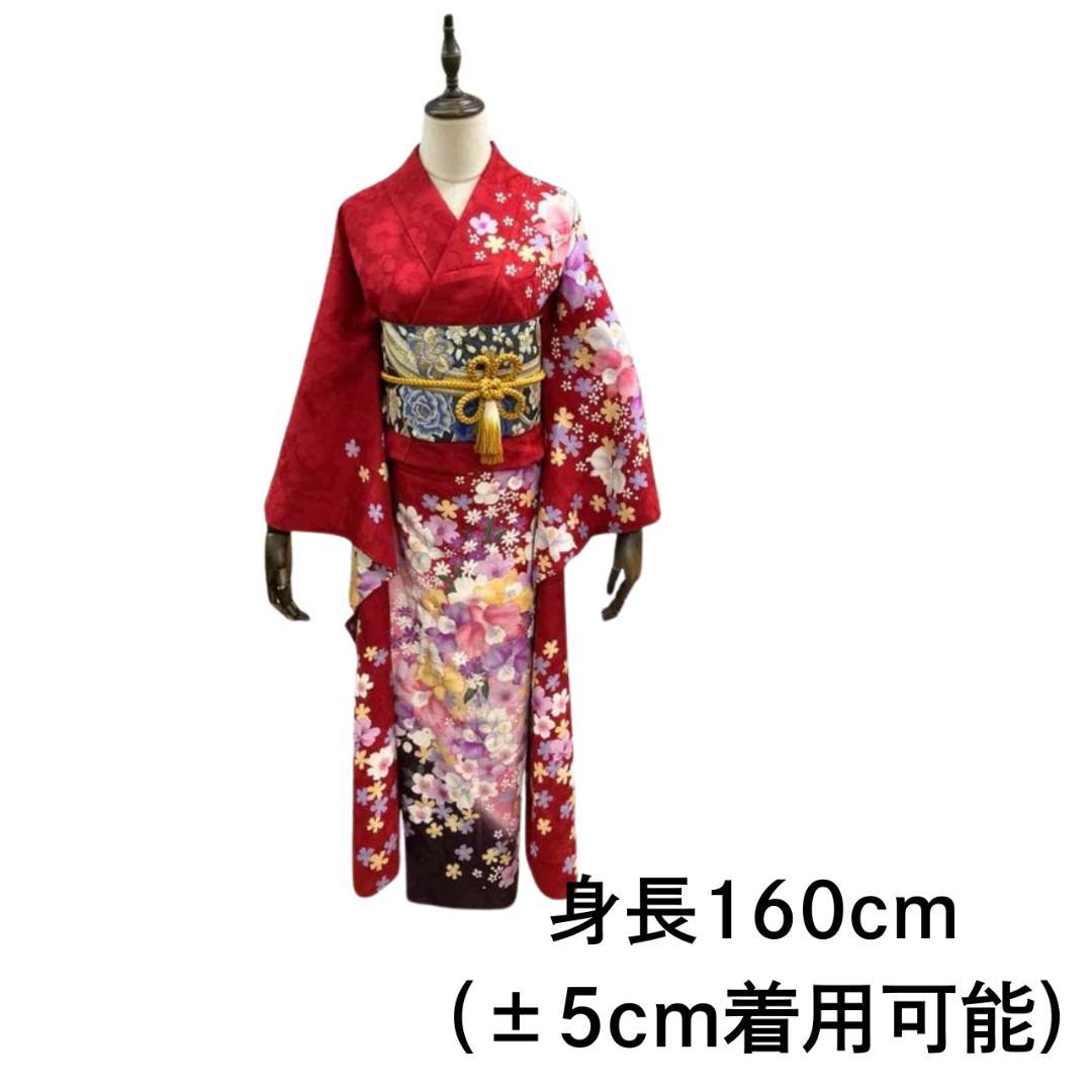 振袖セット 成人式 正絹 古典 桜柄 振袖 赤 単品 240 ○ - メルカリ
