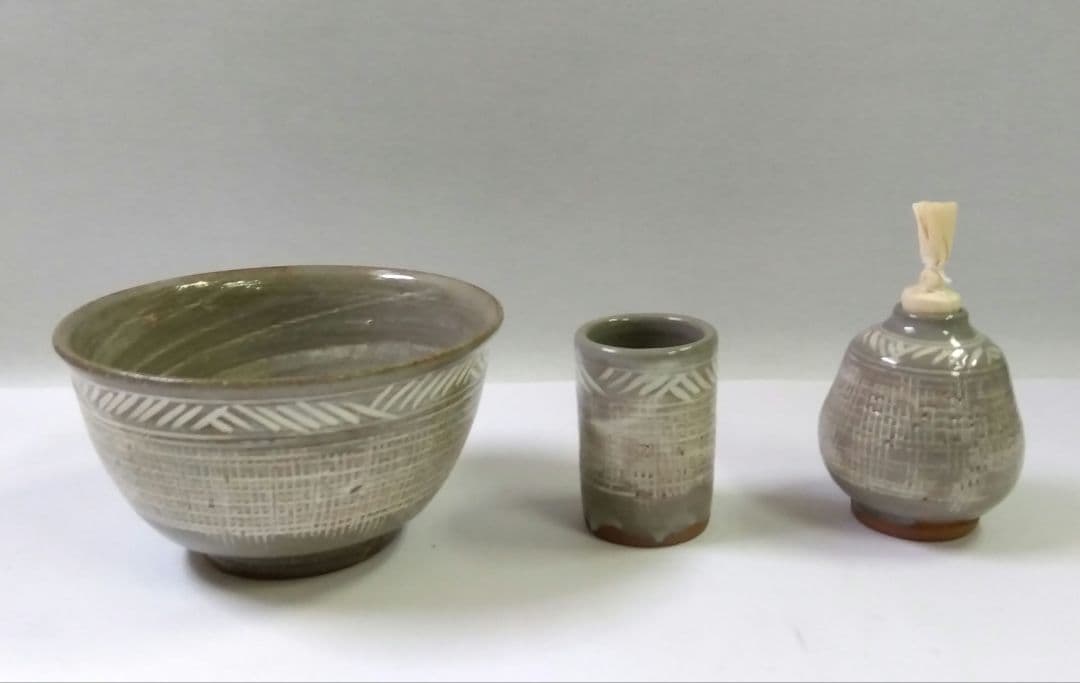 茶道具 茶箱用 茶碗 茶巾筒 振出 セット 三島 黒石窯 榊原勇一 新品