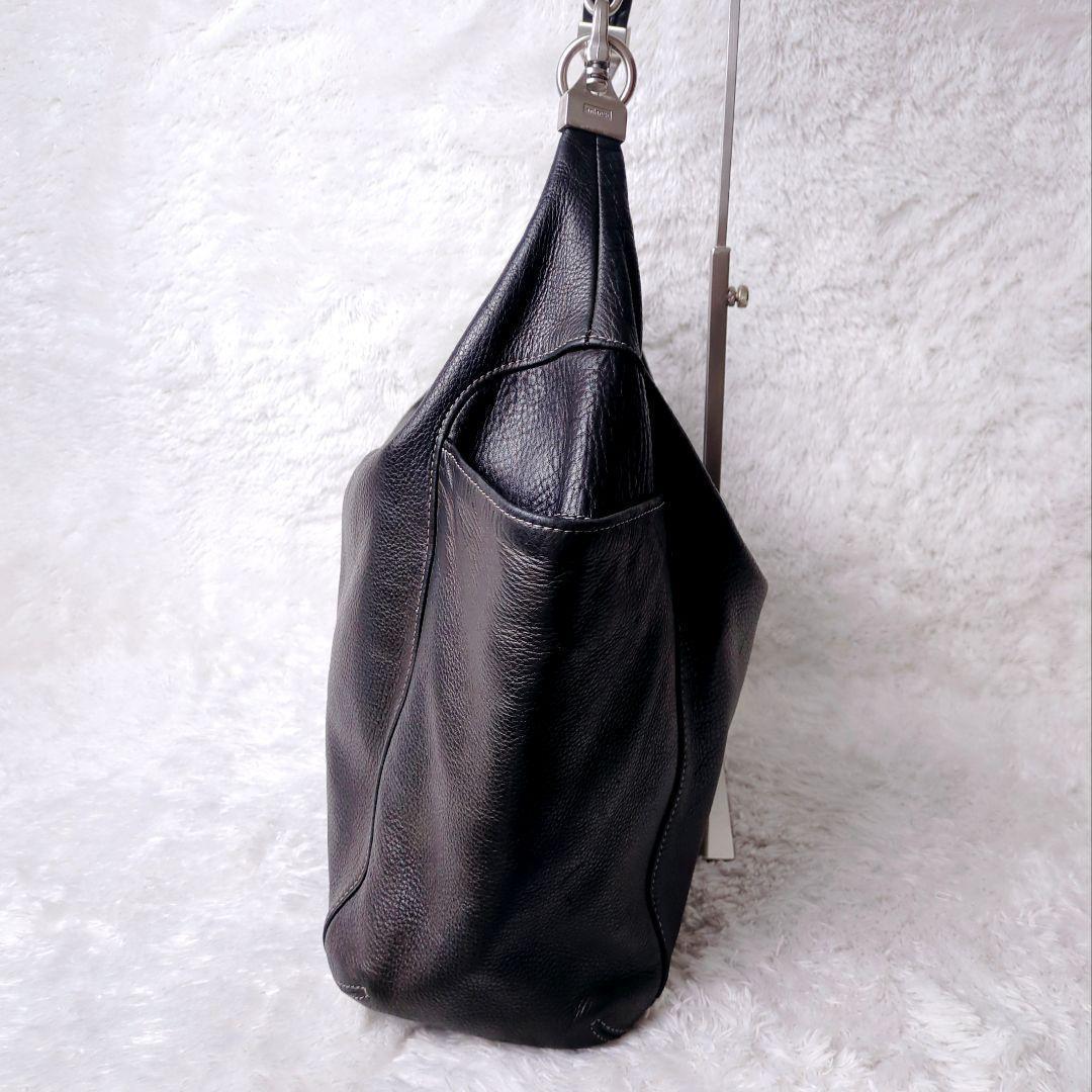 アニアリ aniary 2way ハーフムーン　トートバッグ レザー 黒 A4