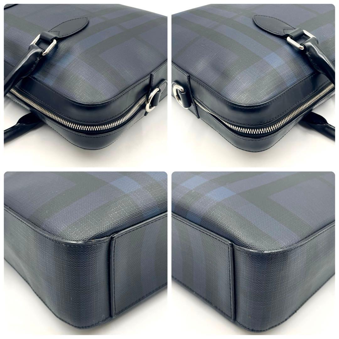 【極美品】バーバリー ロンドンチェック ビジネスバッグ 2way A4可ネイビー