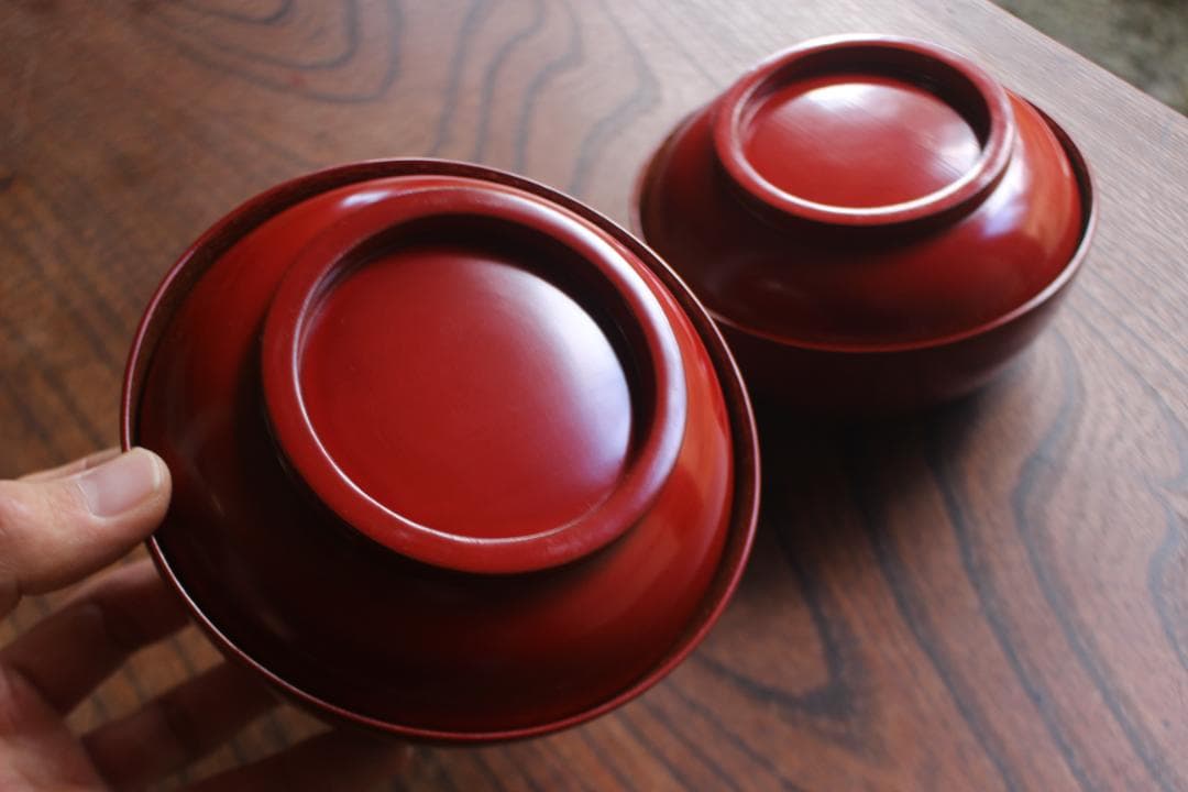 時代逸品！上質朱漆に極上松葉蒔絵の映えるお椀2点（検輪島塗雑煮椀煮物椀