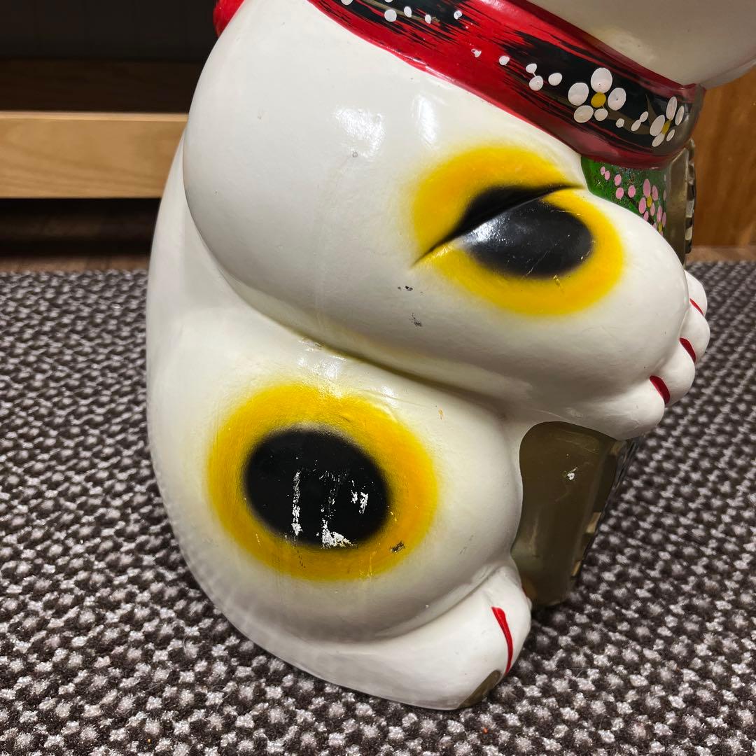 陶器製 縁起担ぎに❣️招き猫 幸運を呼ぶ置物 常滑焼 BIGサイズ 左手