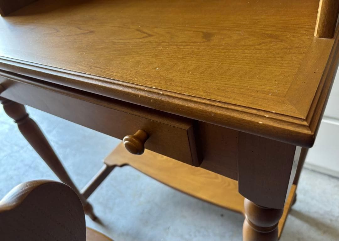 むぅKARIMOKU レトロ アンティク デスク＆椅子、木製、2点セット