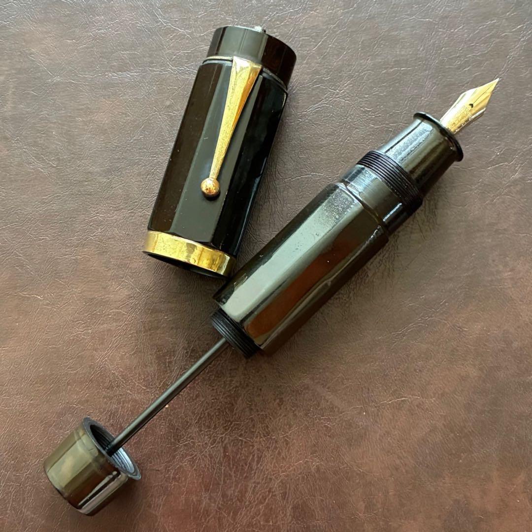 兜木銀次郎 万年筆 極太軸 インキ止め式 整備済み 角軸