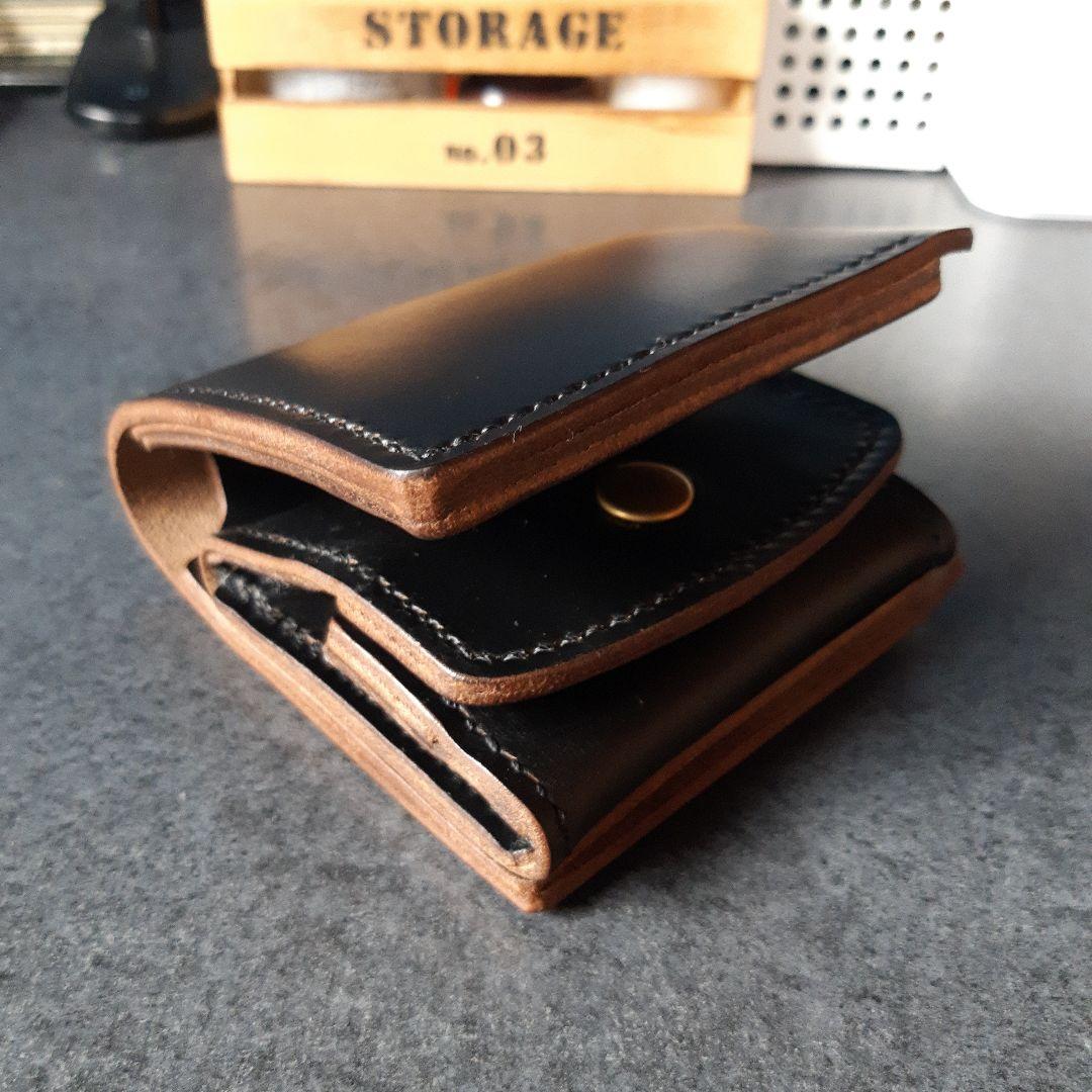 特厚★HORWEEN★クロムエクセル　二つ折り財布 　オールブラック　特別仕様