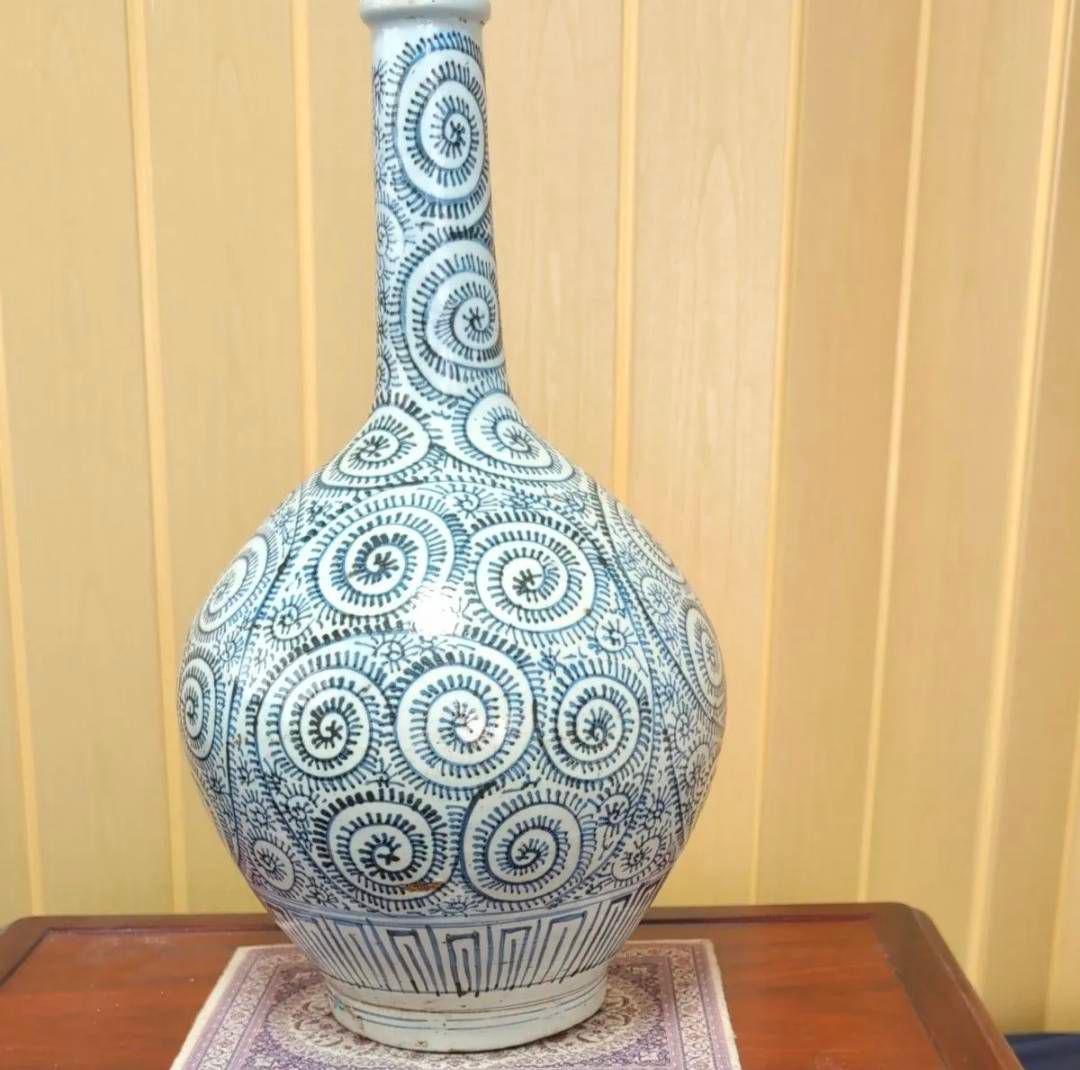 古伊万里　蛸唐草模様　鶴首徳利　花瓶 古伊万里 染付 蛸唐草文様 鶴首 大徳利 花瓶｜Yahoo!フリマ（旧PayPay