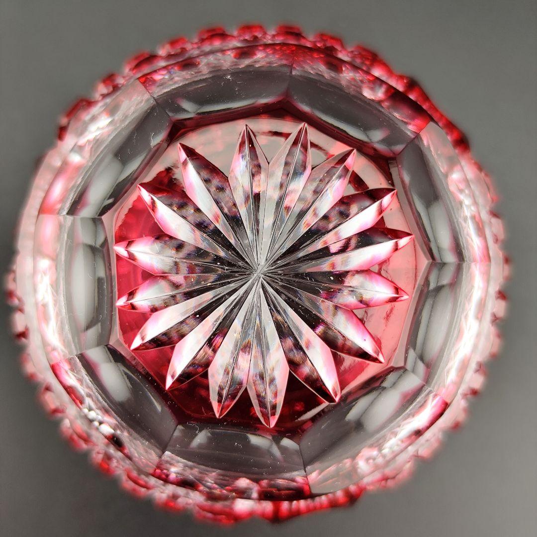 超希少品☆江戸切子 木村泰典 猪口 金赤（切子 江戸切子 薩摩切子）の