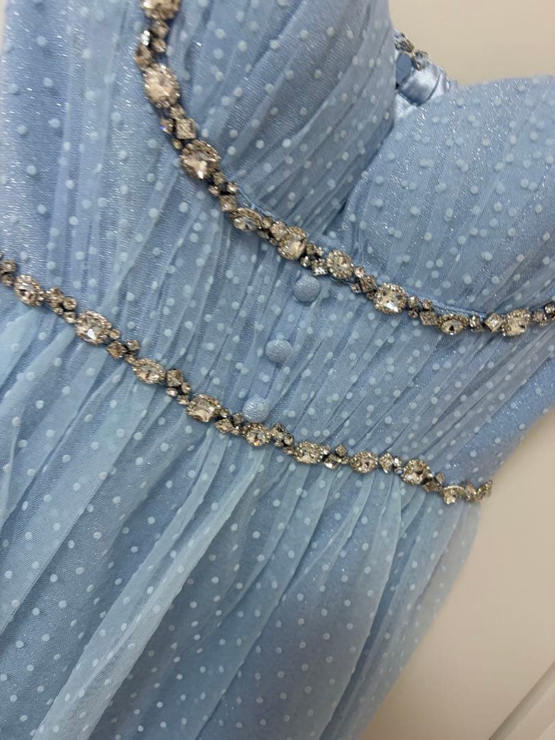 ROBEdeFLEURS/ドットチュールビジューフレアミニキャバドレス新品M