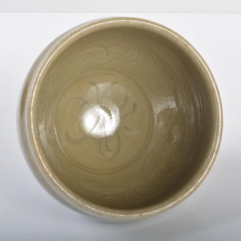 中国　龍泉窯　青磁　印刻花文　茶碗　V　R4254