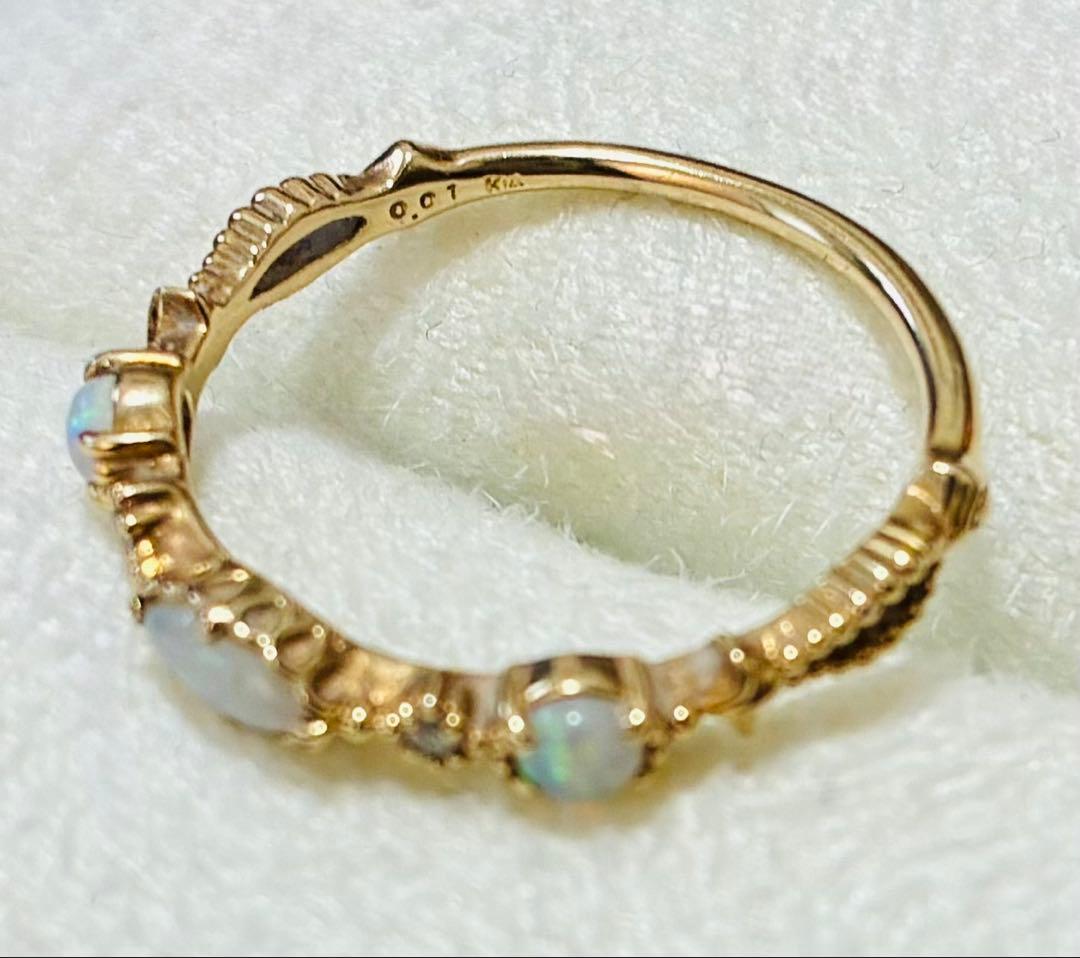 お値下げ☆アガット オパール ダイヤ リング K14 9号