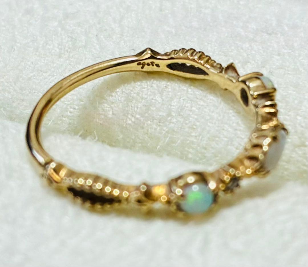 お値下げ☆アガット オパール ダイヤ リング K14 9号