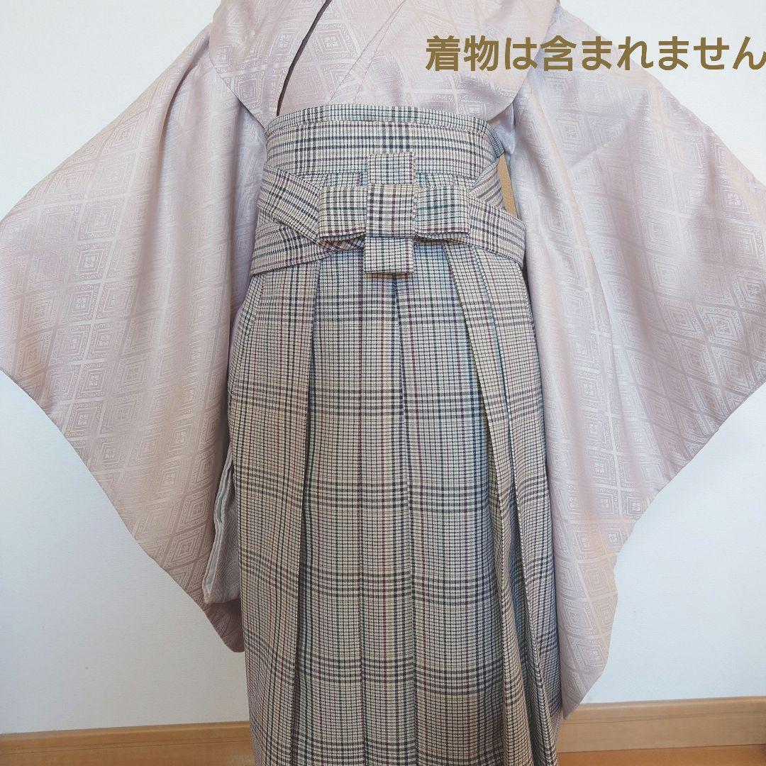 ５歳チェック袴単品　 簡単本格袴　紐下60　懐剣付　ハンドメイド　男の子