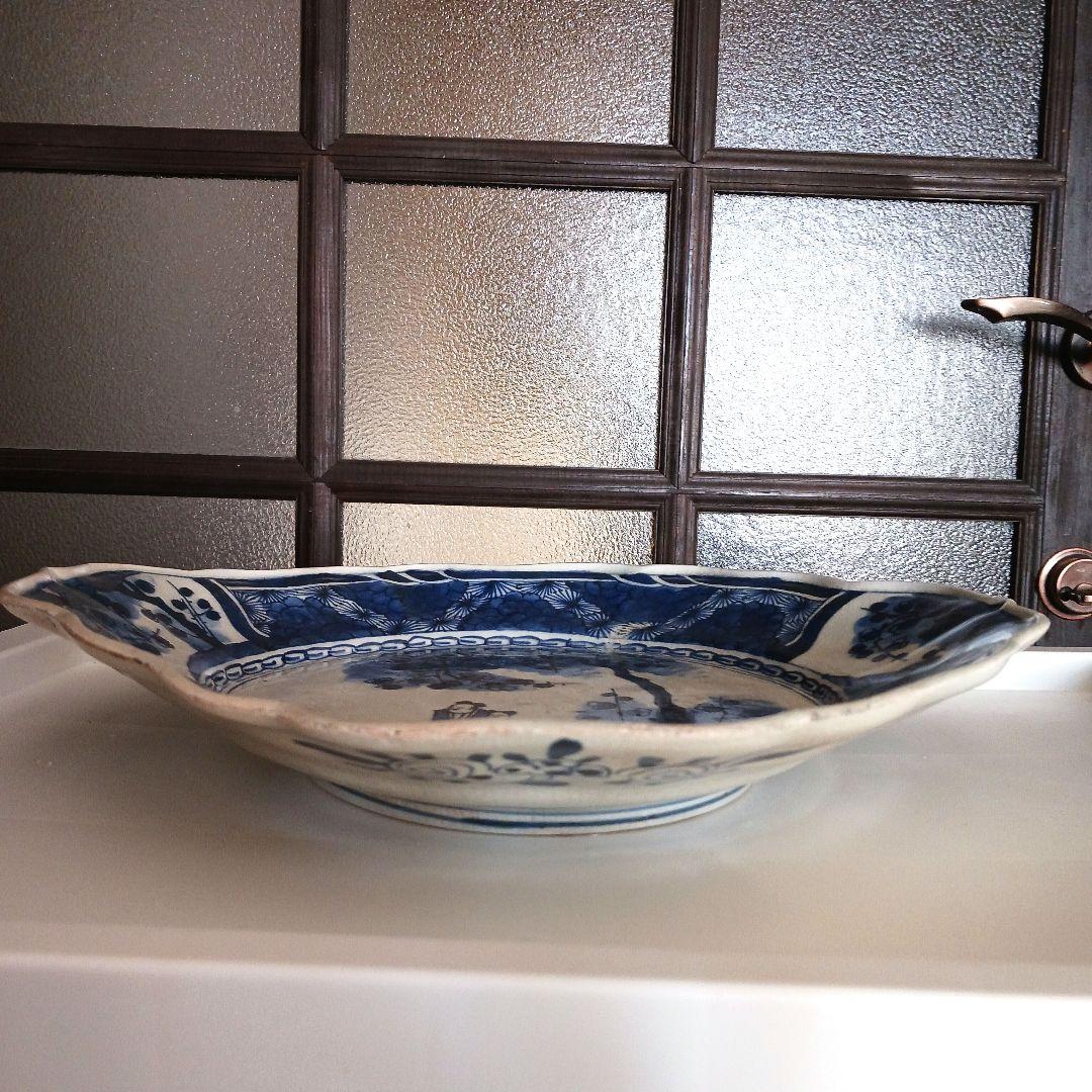 古伊万里　染付け皿　28センチ