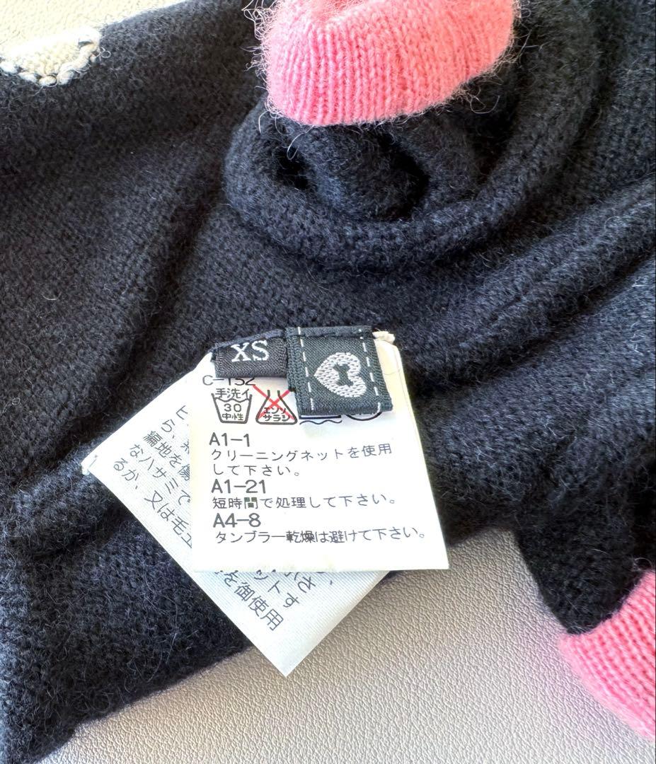 フィフィアンドロメオ カシミアニット Mサイズ 襟付きピンク黒水玉