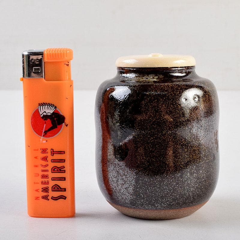 茶道具 清閑寺窯 杉田祥平造 瀧浪茶入 仕覆付 共箱 瀧浪茶入