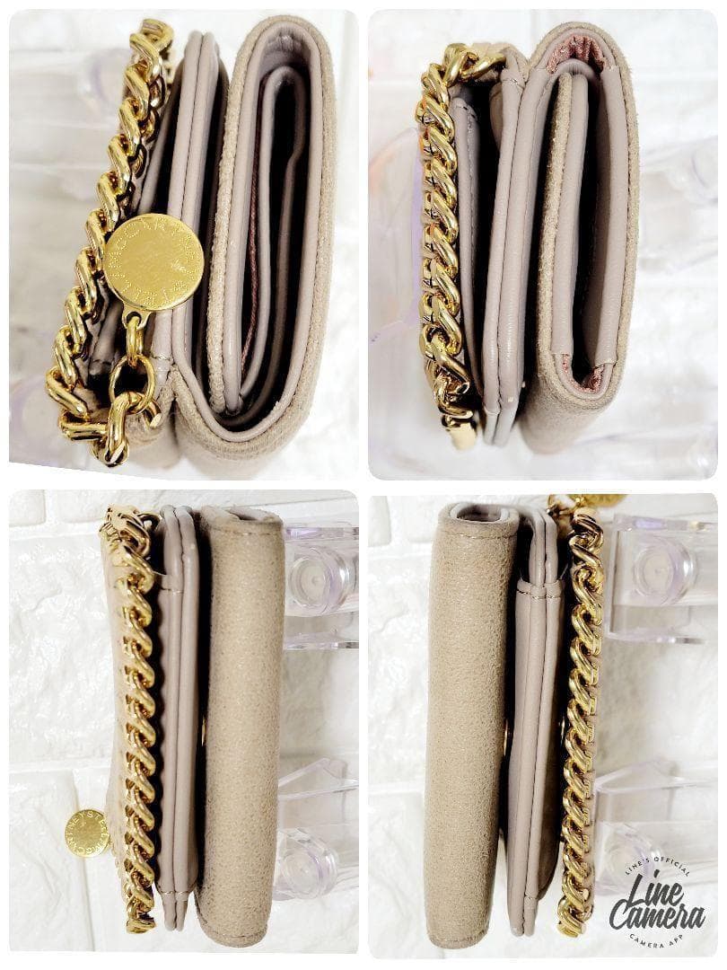 美品】ステラマッカートニー 三つ折財布 ファラベラ ベージュ チェーン