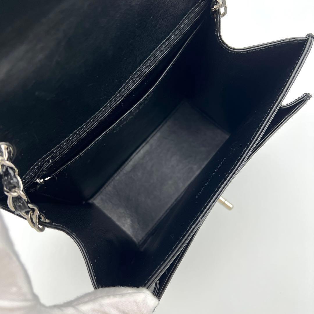 CHANEL シャネル パテント チェーンショルダーバッグ ブラック 斜め掛け