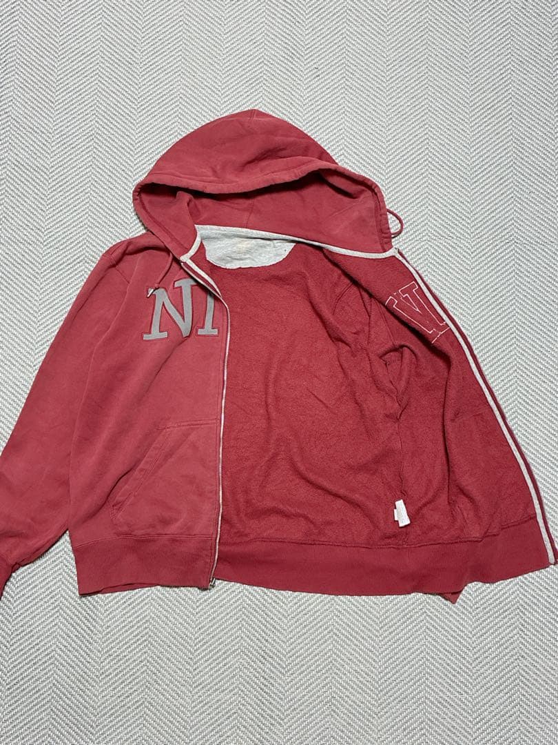 00's OLDNIKE ジップパーカー レッド テック 美品 刺繍 人気色