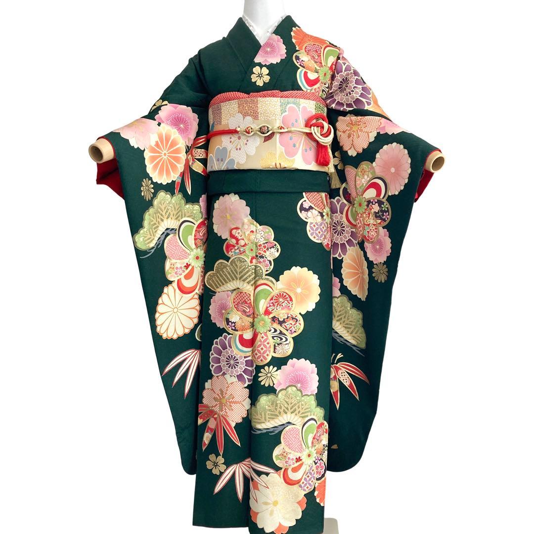 506z16☆鈴乃屋 振袖 古典柄 モダン シンプル 金彩☆美品 成人式 結婚