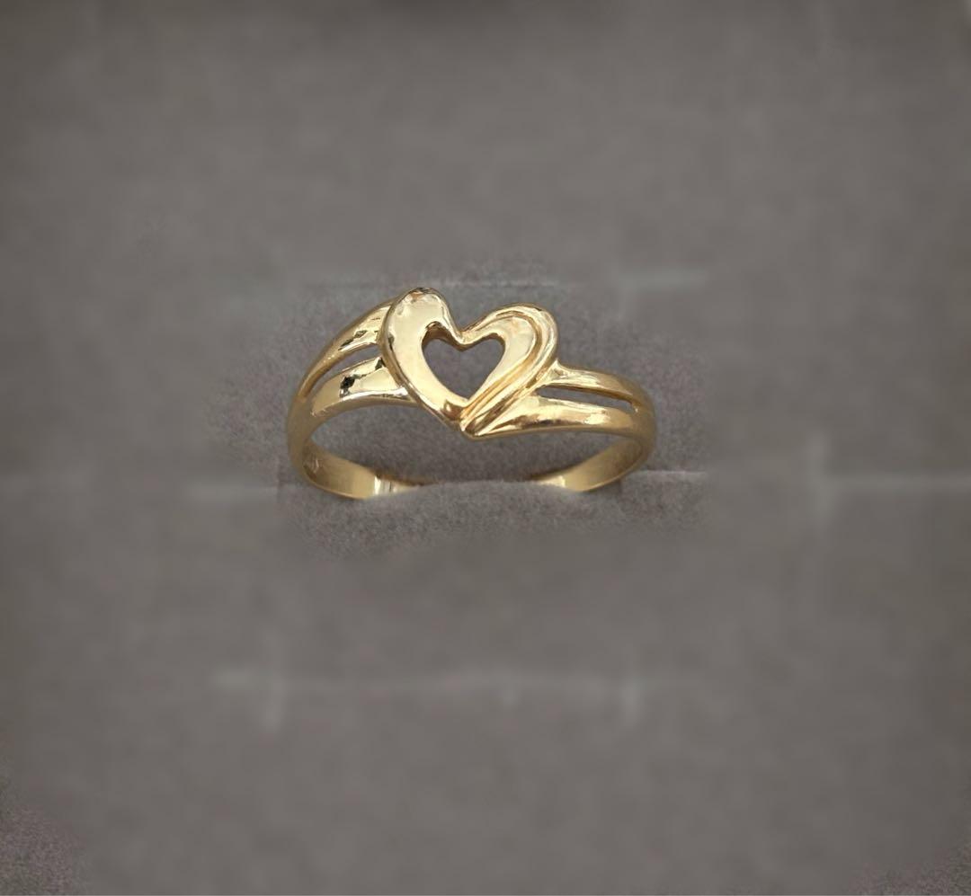 K18 18金　ハート ゴールドリング 大きめサイズ
