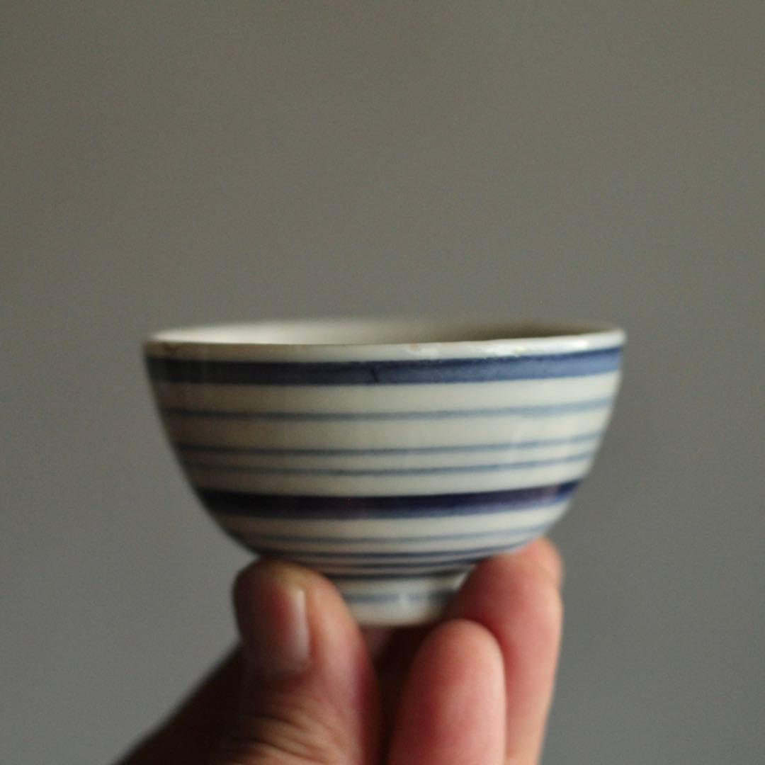染付 輪線文 盃 ぐい呑み ちょこ 酒器 No.3 古美術 古道具