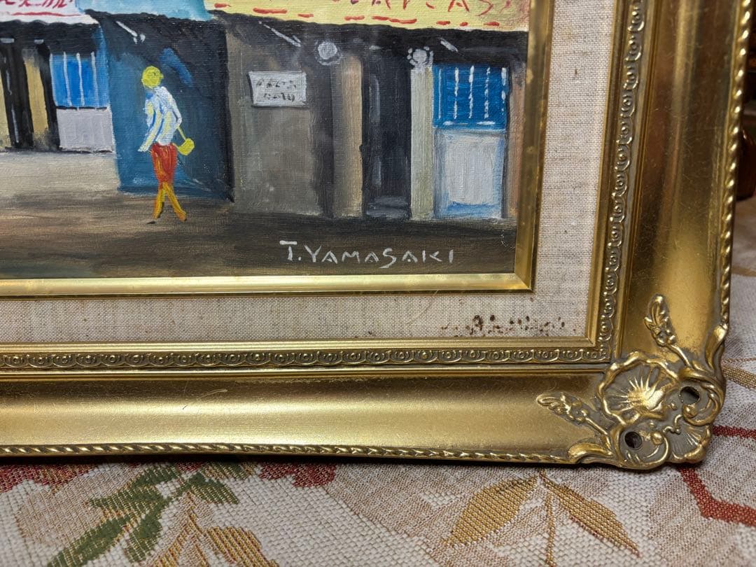 アンティーク絵画　パリの街並み　油彩画