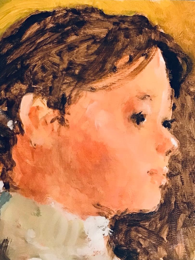 ◉真作保証◉日本美術家連盟 洋画家〓今井 隆◉横向きの少女◉油彩画 F3 額装◉