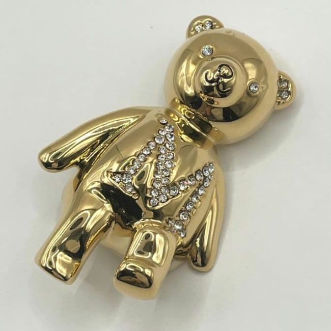 新品☆Max Mara テディベア ブローチ SHINY GP×ラインストーン